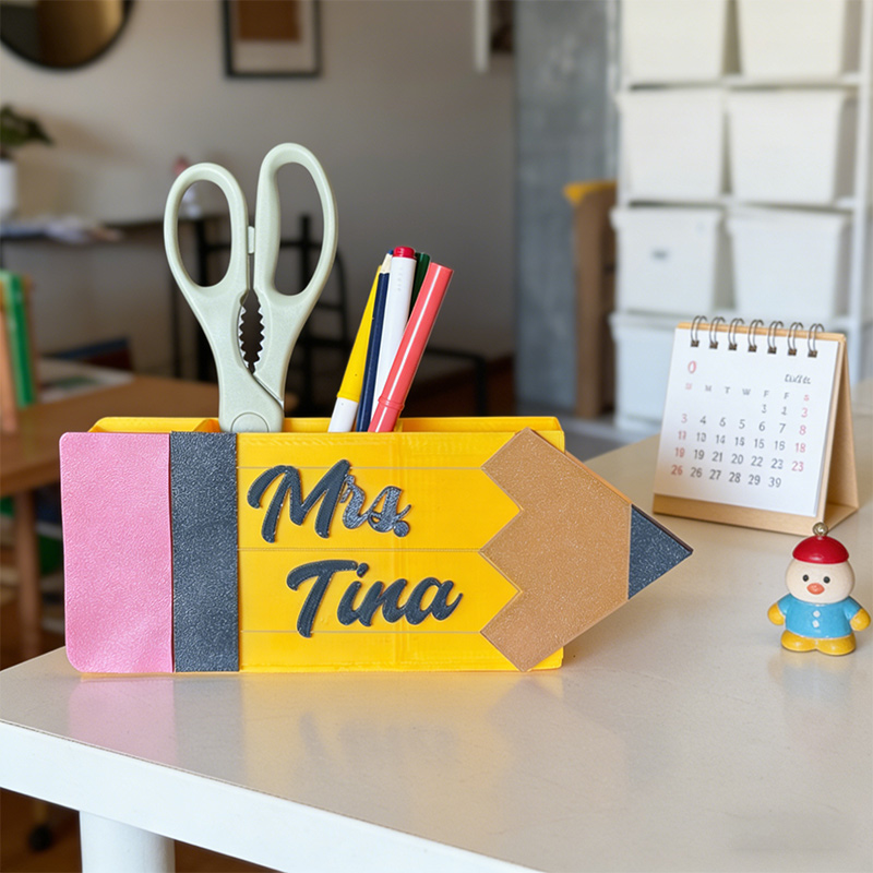 Personalized Pencil Desk Organizer 3D-Printed Pencil Case Teacher's Desk Organizer Gift for Teachers