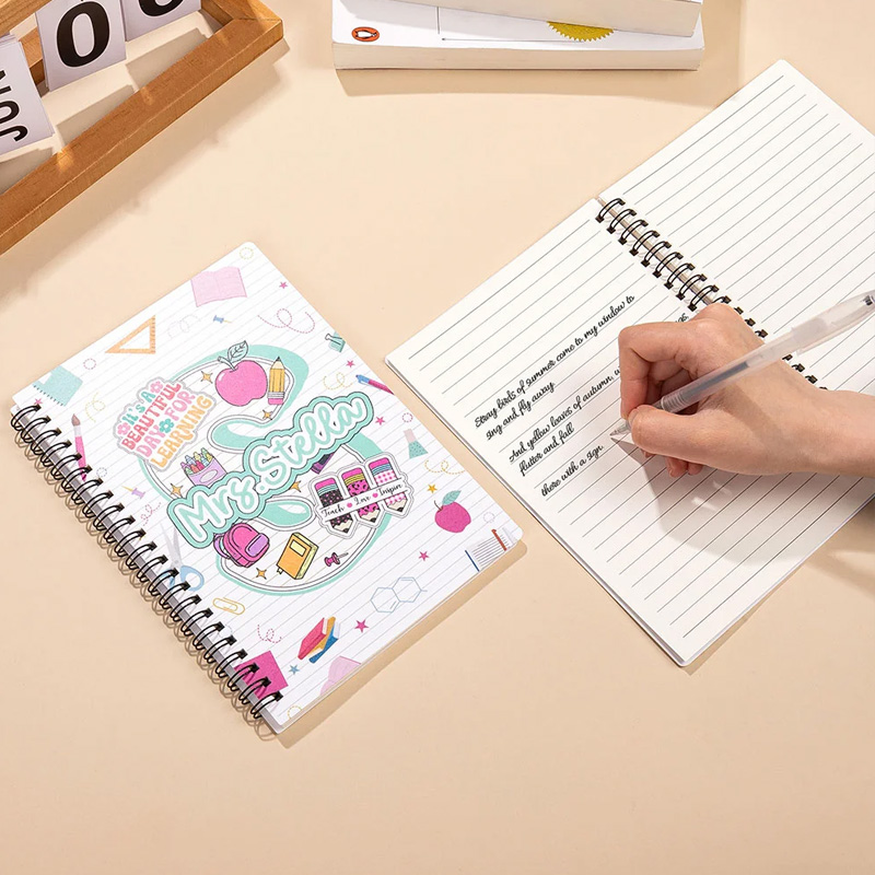 Personalized Cute Doodle Initial Spiral Notebook with Name Back to School Teacher Appreciation Gift for Teachers