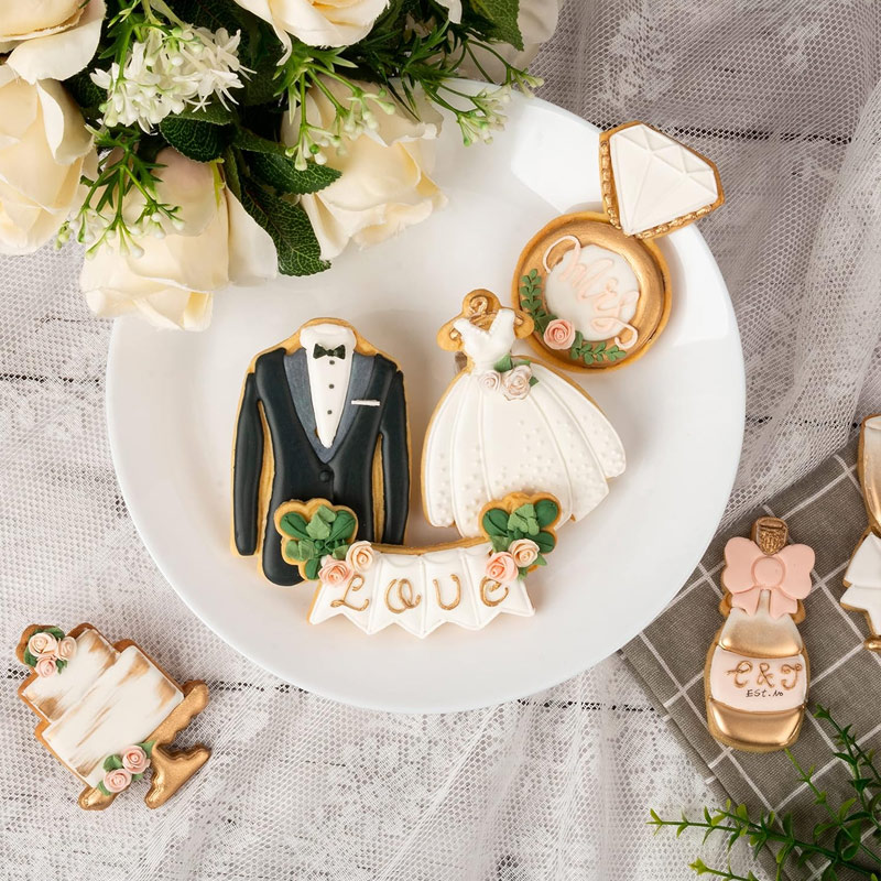 Personalized Wedding Cookie Cutters Tuxedo Wedding Dress Diamond Ring Cookie Cutters