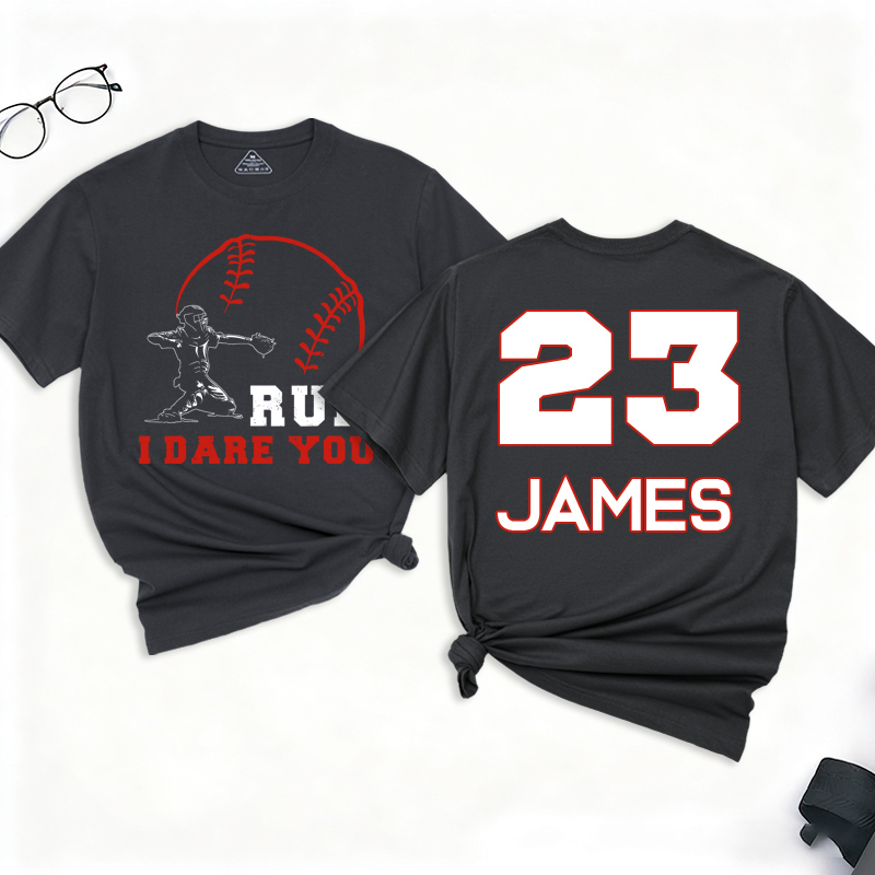 Personalized Baseball T-Shirt I Dare You Baseball Catcher Baseball Player Custom Name and Number