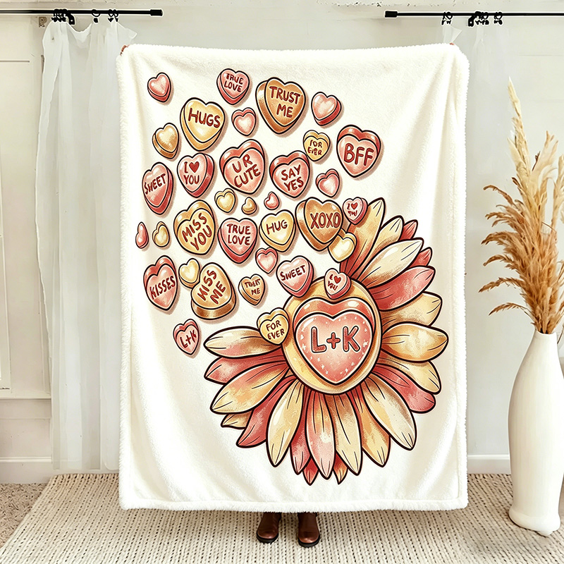 Personalized Couple Love Throw Blanket with Names Valentine Gift Gift for Husband Gift For Wife
