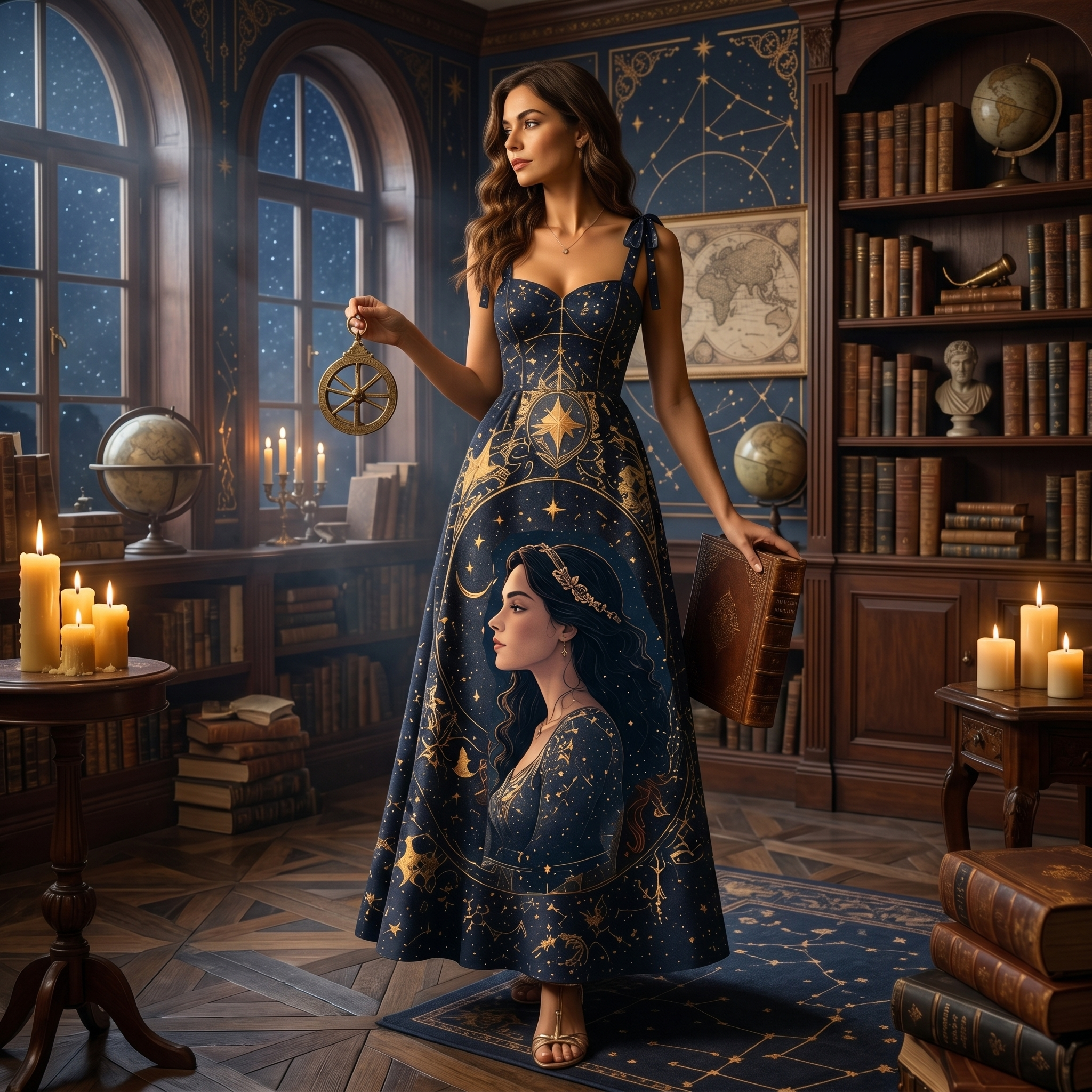 Personalized Starry Maxi Dress Custom Star Night Sky Celestial Portrait  Gift for Her