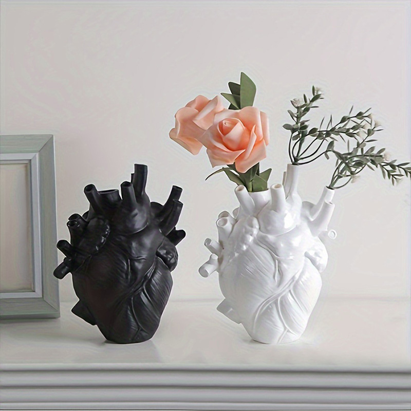 Personalized Anatomical Heart Resin Vase, Modern Gothic Sculpture Flower Vase Minimalist Anatomical Art Decor for Home Office Gift