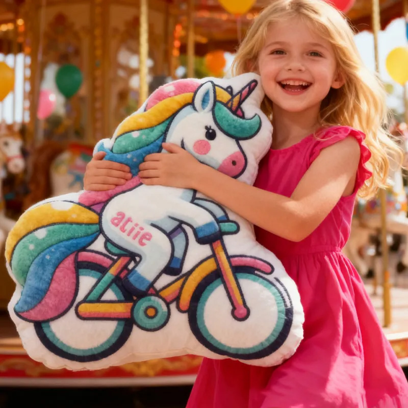 Personalized Pinky Horse Bike Pillow Cozy Graphic 3D Print Dreaming Princess Pillow Name Pillow Comfortable Travel Cushion for Kids Girls Riding Lovers Sale-megacustom