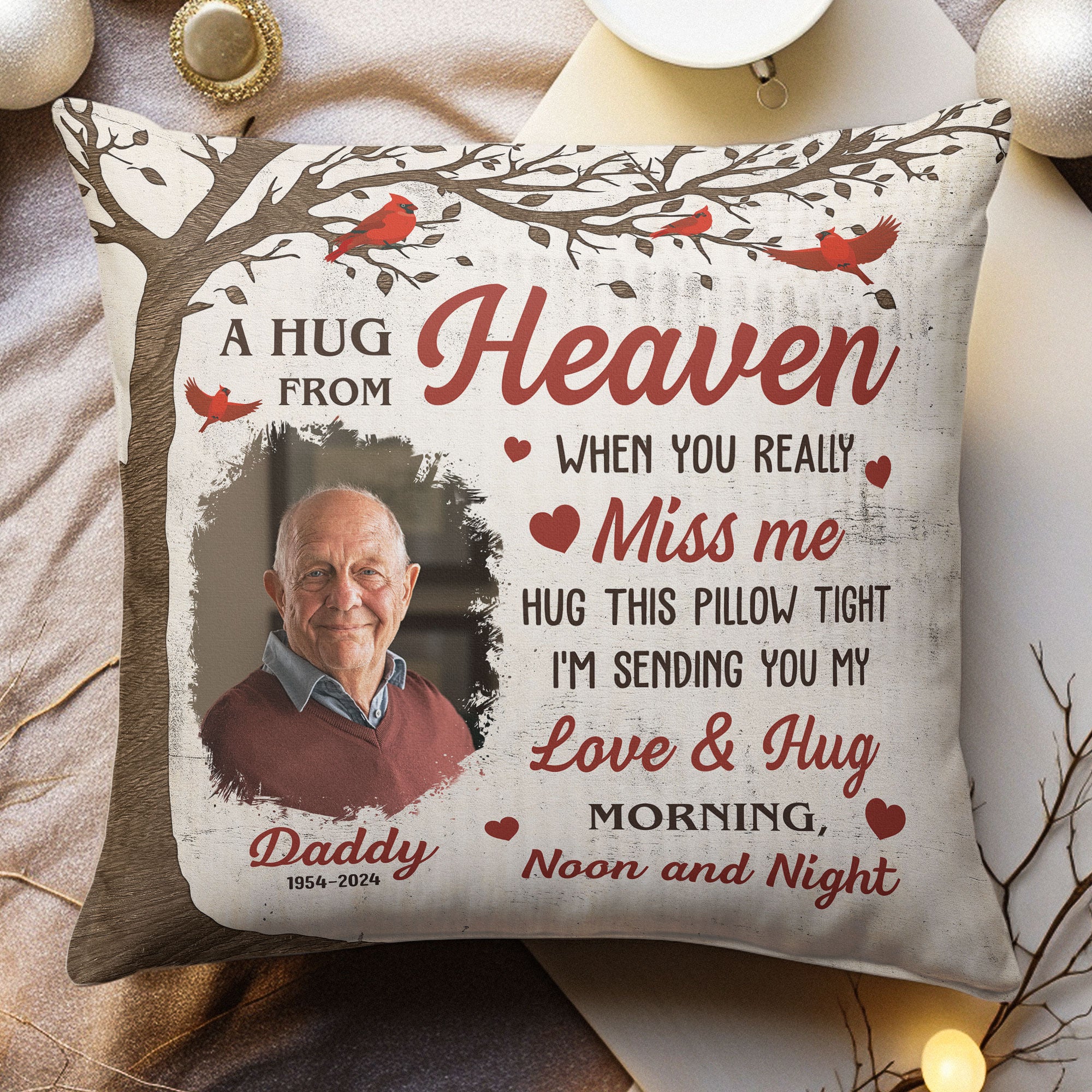 Personalized Memorial Pillow A Hug From Heaven Memorial Gift Custom Photo Memory Pillow 