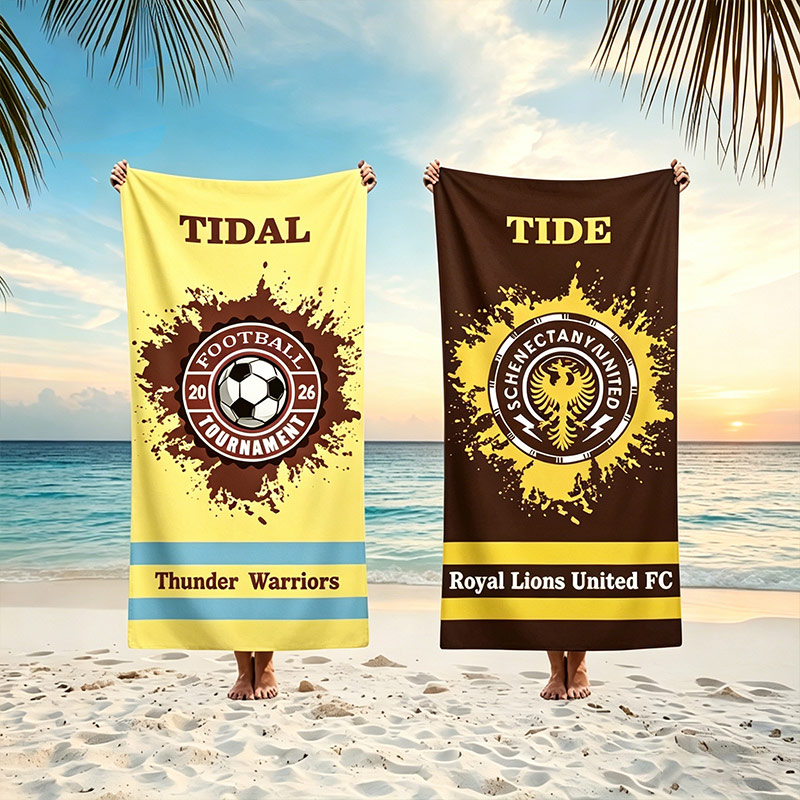 Personalized Soccer Beach Towel Soccer Pin with Custom Name and Team Logo Gifts for Fans