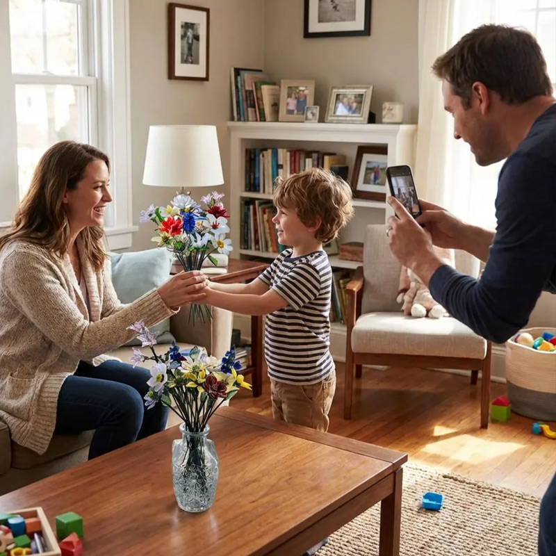 Personalized Glass Birthday Flowers Mother's Day Gifts Handcrafted Birth Flowers