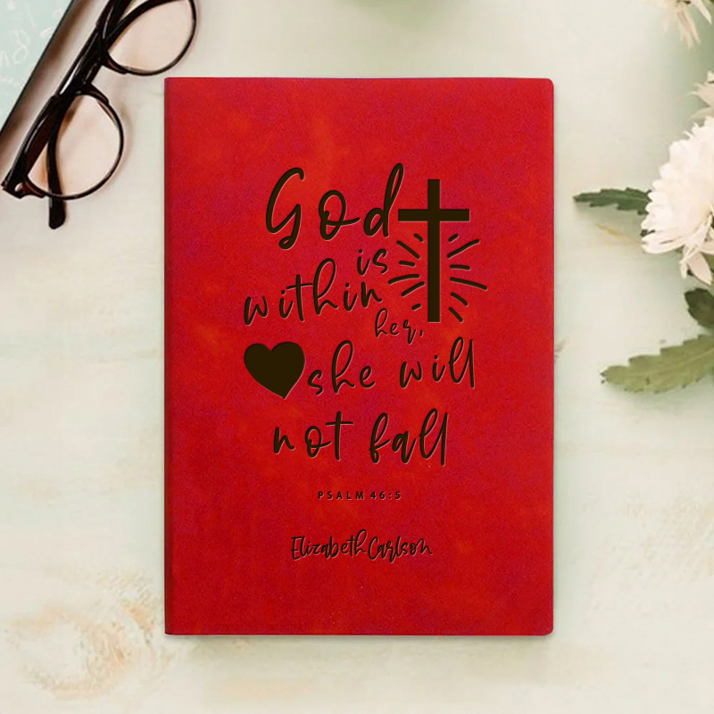 Personalized Psalm 46:5 Bible Verse with Cross Spiritual Journal A5 Notebook with Name Christian Notebook Christmas Easter Gift for Women