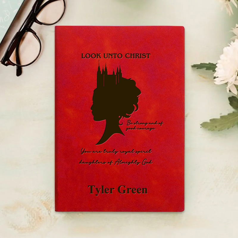 Personalized Look Unto Christ Prayer Journal Leather A5 Notebook with Name Woman Journal Temple Notebook Religious Gift Christian Gift for Her