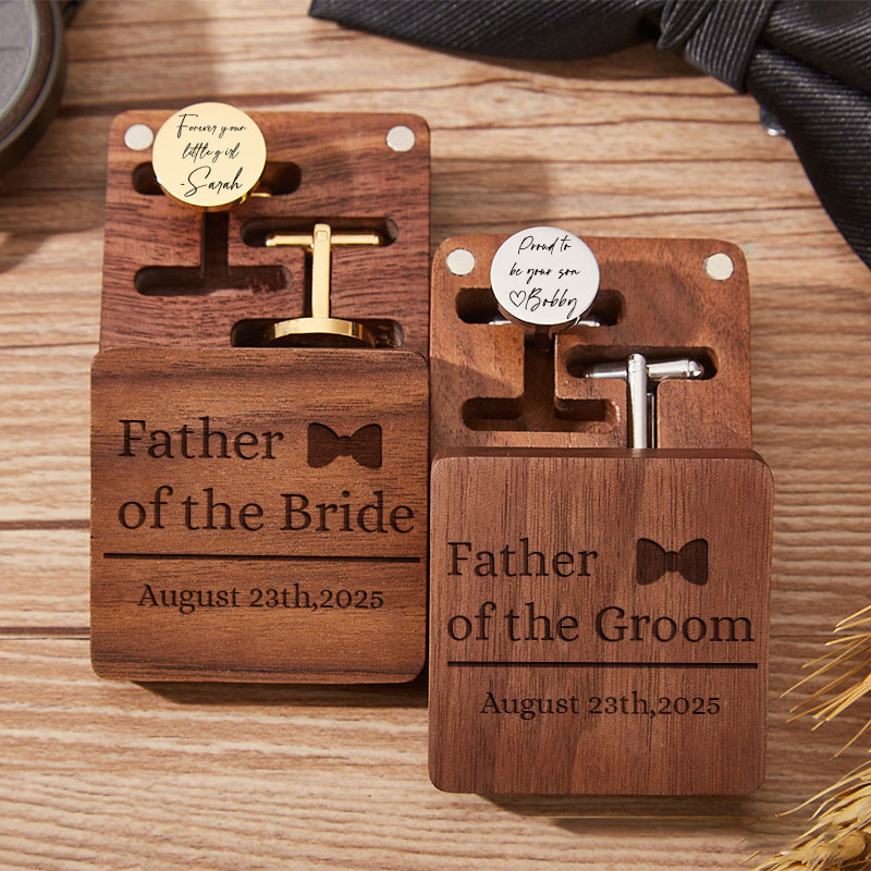 Personalized Wooden Cufflink Box Set Groomsmen Wedding Party Cufflinks Box with Cufflink Best Man Proposal Gift Cufflinks Bachelor Favors Gift