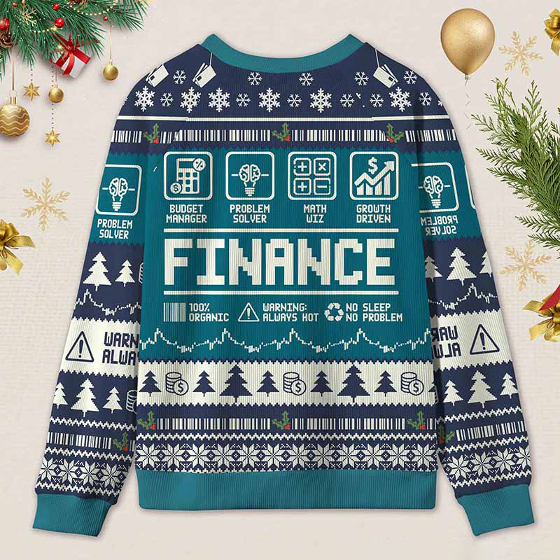 Personalized Funny Accounting Finance Ugly Christmas Sweater Gift for Accounting Finance Professionals