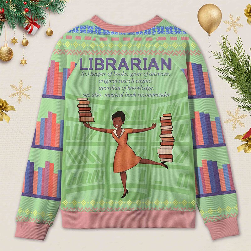Personalized Book Lover's Dream Job Ugly Sweater Holiday Gift for Librarians