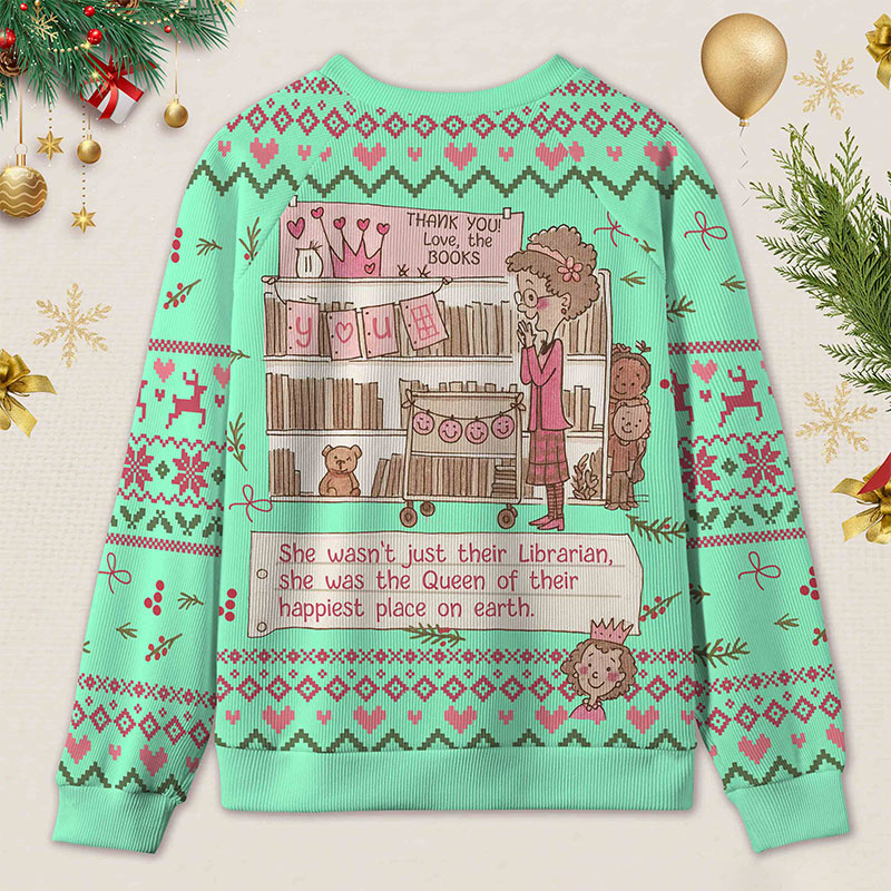 Personalized Heartwarming Librarian Compliments Ugly Sweater Holiday Gift for Book Lovers
