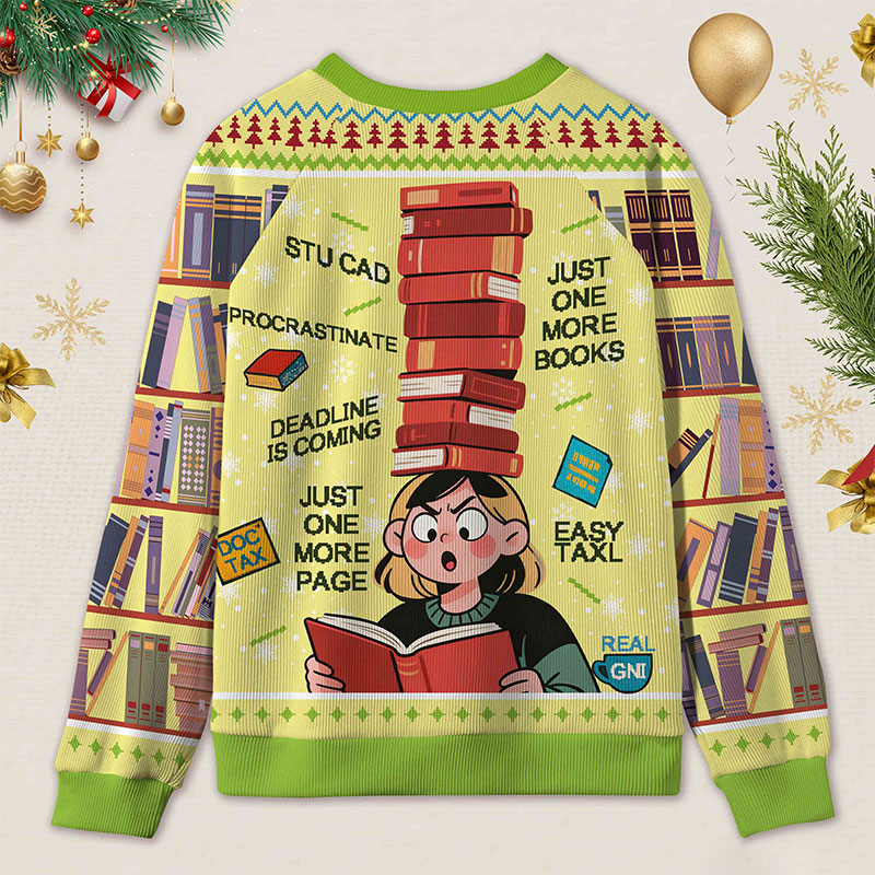 Personalized Reading Procrastination Humor Ugly Sweater Librarian Life Holiday Gift for Book Lovers
