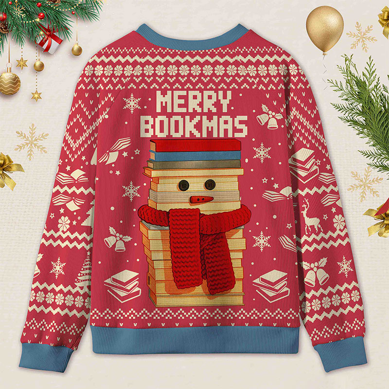 Personalized Bookish Christmas Cozy Ugly Sweater Festive Gift for Book Lovers