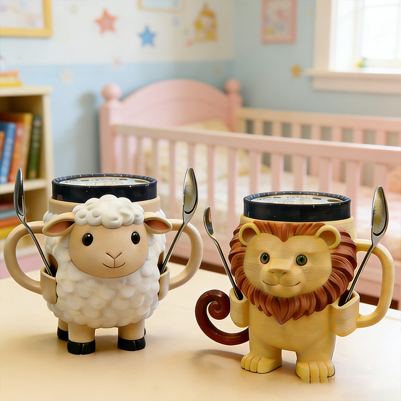 Personalized the Lion and the Lamb Ice Cream Cozy Pint Holder 3D Printed with Spoon Slots Religious Gift for Ice Cream Lover