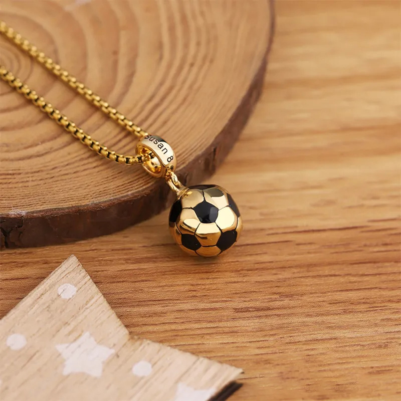 Personalized Soccer Ball Pendant Necklace with Custom Name and Number for Sports Lovers