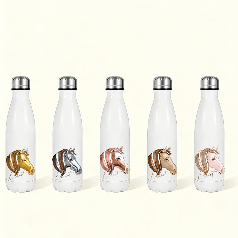 Personalized Horse Design Snaffle Bits Show Jumping Horse Insulated Bottle Pony Owners Thermal Flask Water Bottle for Equestrain Lovers