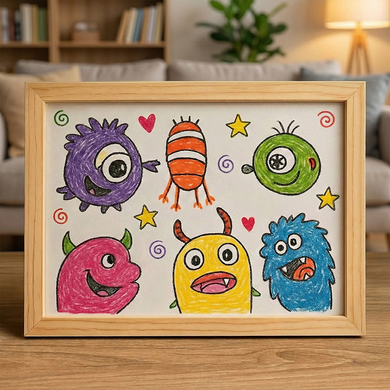 Magnetic Kids Artwork Picture Frame with Storage, Kids Artwork Frames for Wall Holds