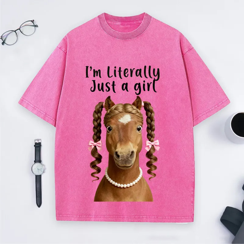 Personalized Funny Horse Washed T-Shirts Gift Shirt for Riding Equestrain Lovers