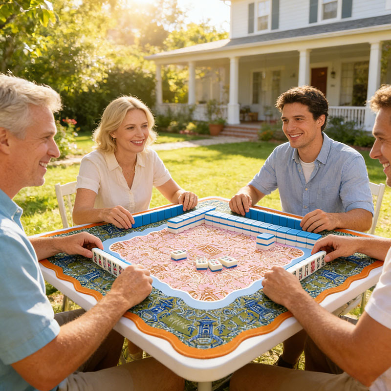 Personalized Scalloped Mahjong Mat Neoprene Game Surface Travel Portable Playing