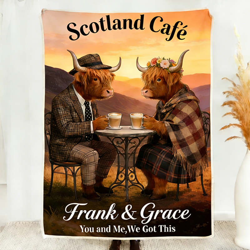 Personalized Highland Cow Throw Blanket for Couple You and Me We Got This Blanket Scotland Highland Couple Throw Blanket 