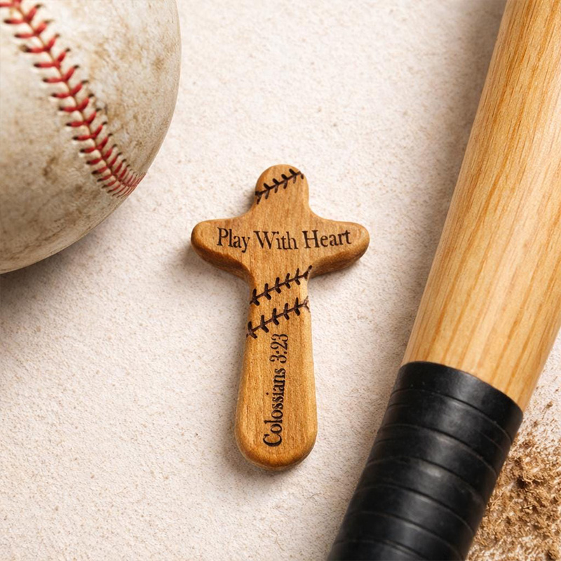 Baseball Pocket Cross Personalized Teen Easter Basket Stuffer for Boy Baseball Wooden Pocket Cross Christian Athlete Easter Gift for Godson