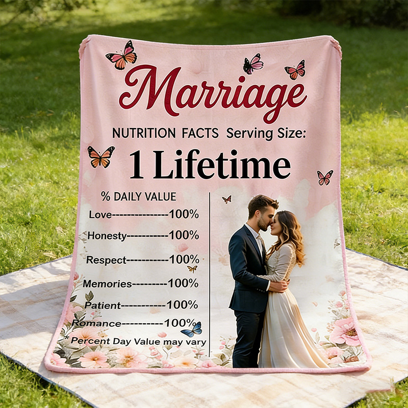 Personalized Marriage Nutrition Facts Blanket Funny Couple Throw Blanket Marriage Gift Anniversary Gift for Couple Newlywed Gift