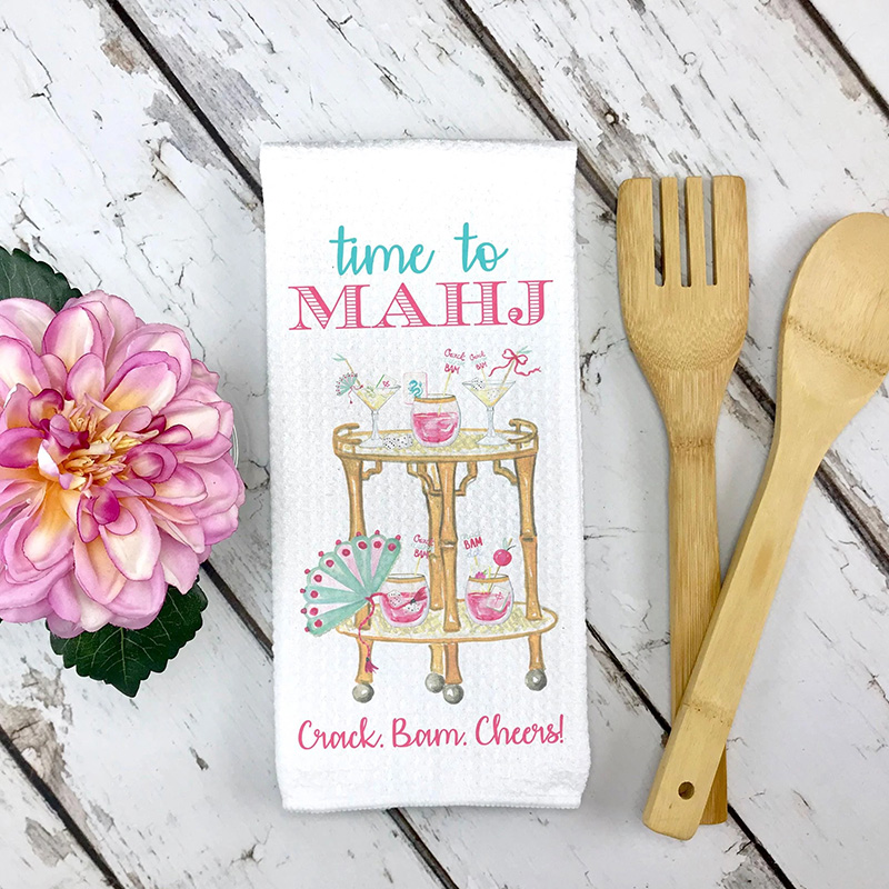 Personalized Time To Mahj MahjongTowel Mahjongg themed Towel Mahjong-themed Gift for Kitchen Mahjong Party Gift