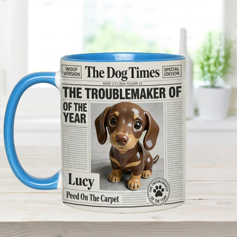 Personalized Dog "The Troublemaker Of The Year" Mug For Pet Lover Gift