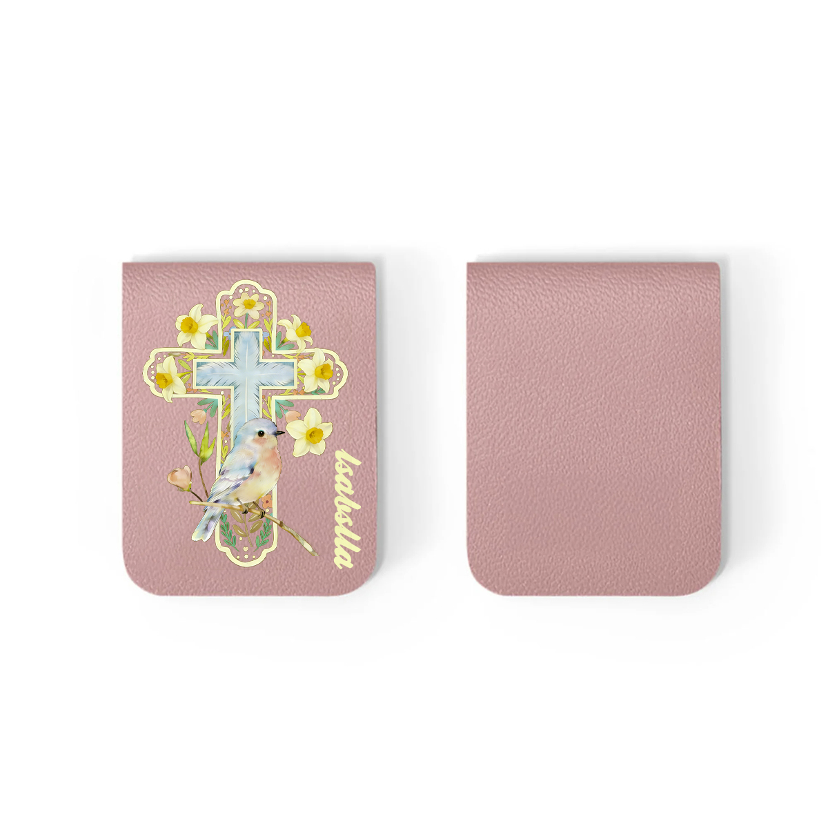 Daffodil Robin Cross Bookmark, Christian Reading Gift, Customizable with Name, Leather Artistic Book Clip Book Lover Gift 