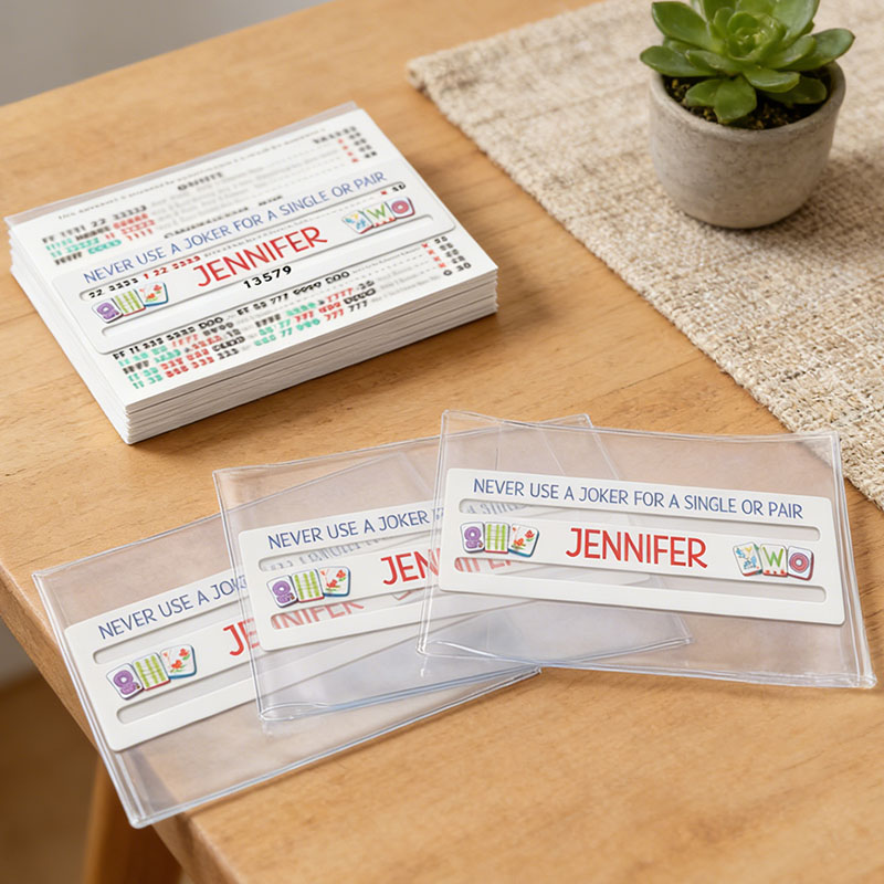 Personalized Mahjong Line Reader and Plastic Sleeve for Large Card National Mahjong League Card Protector Mahjong Line Finder Mahjong Accessories