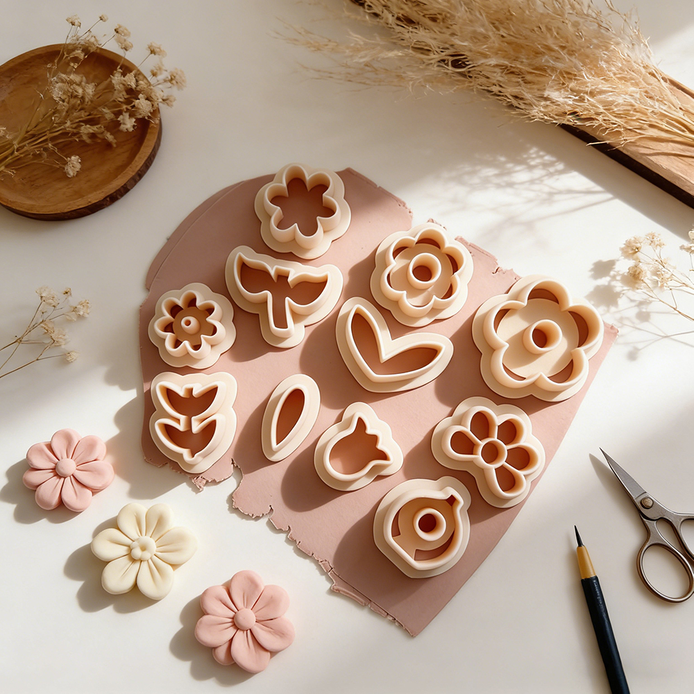 Floral Polymer Clay Cutter Set 11 Piece Flower Shape Clay Tools for Handmade Earrings Jewelry Making and DIY Clay Art