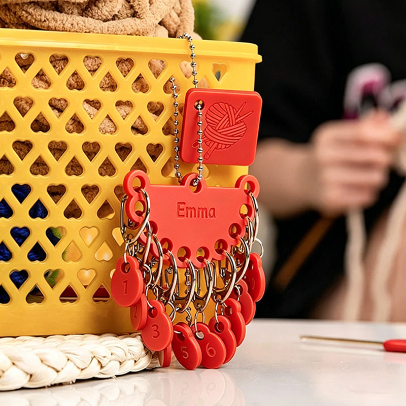 Personalized Removable Plastic Counting Number Stitch Markers Charm with Engraved Name and Holder Birthday Gift for Crochet Knitting Lovers