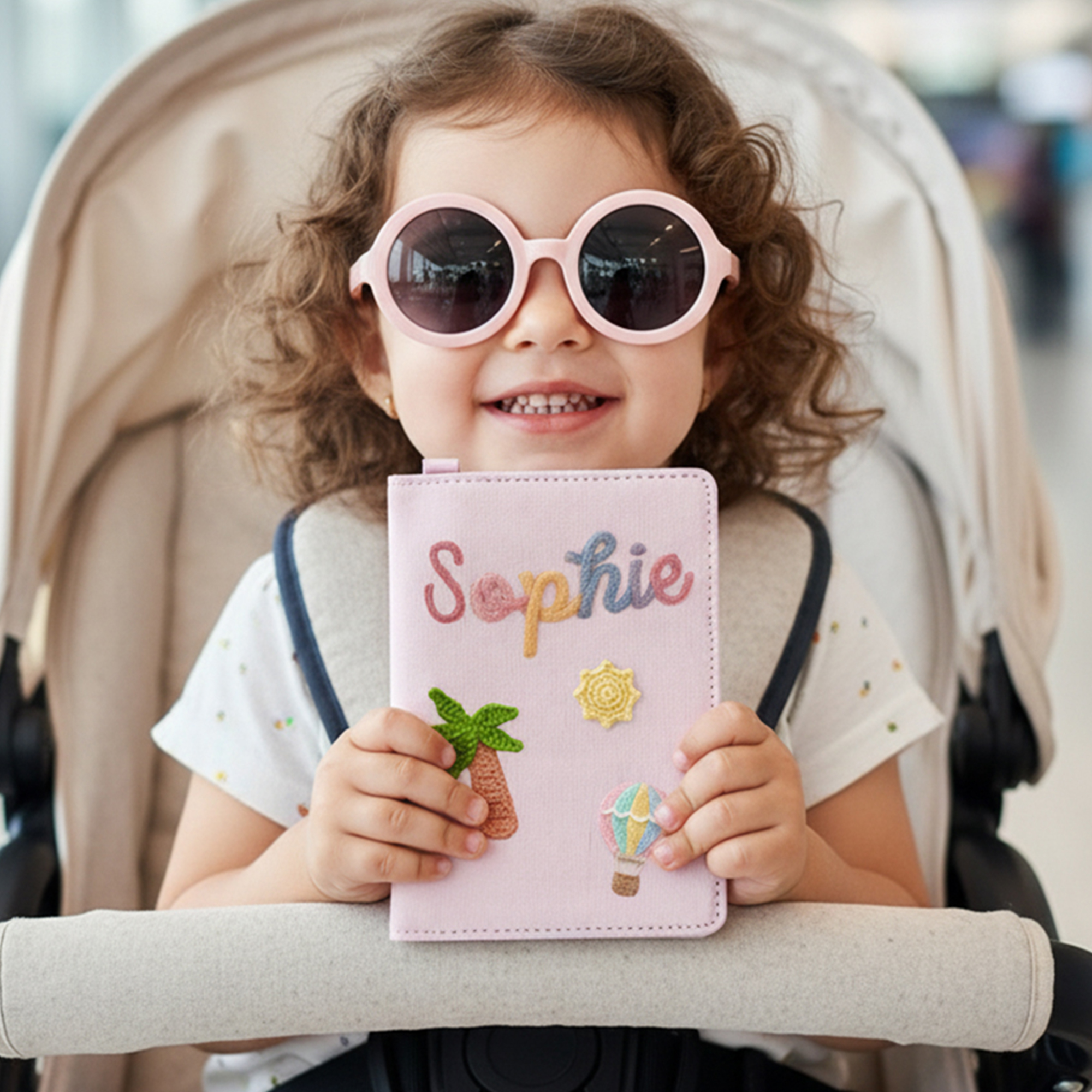 Personalized Passport Holder  Custom Name Travel Cover with Crochet Patches  Cute Cotton Passport Wallet Gift for Kids and Family Travel