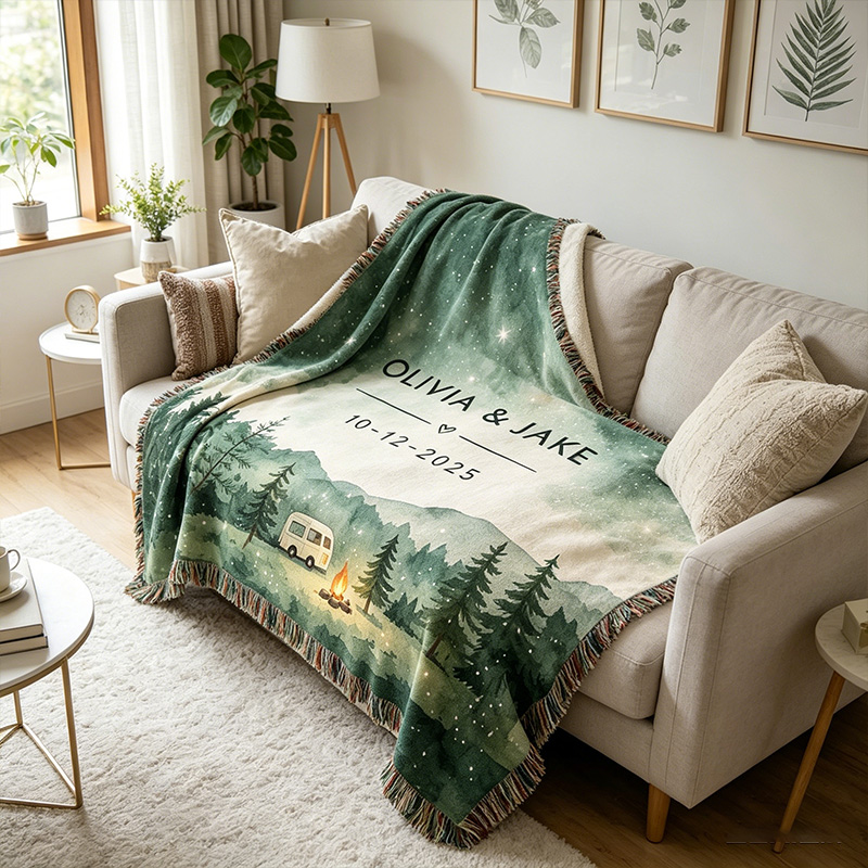 Personalized Couple Blanket with Names Nature Lovers Engagement Gift Adventure Couples Gift Wedding Engagement Couple Gift