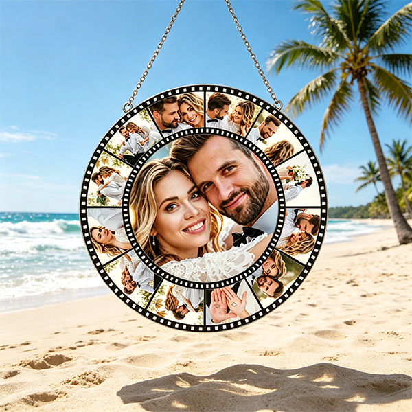 Personalized Couple Photo Film Sun Catcher Custom Window Decor Anniversary Gift Valentines Day Gift