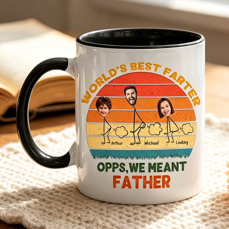 Personalized Words Best Fater Opps We Meant Father Mug Custom 11 oz Ceramic Mug with Kids Photos Father's Day Gifts for Dad