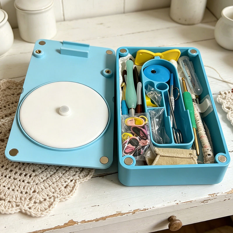 Personailzed 3D Printing Portable Multi Functional Yarn Holder Spinner with Phone Stand, Detachable Yarn Spool Box & Crochet Accessories Organizer for Knitting Lovers