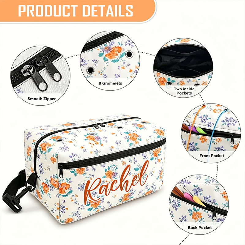 Personalization Canvas Knitting Bag Gift for Knitter Yarn Storage Organizer Canvas Yarn Bag Needle Storage Bag Sewing Project Organizer