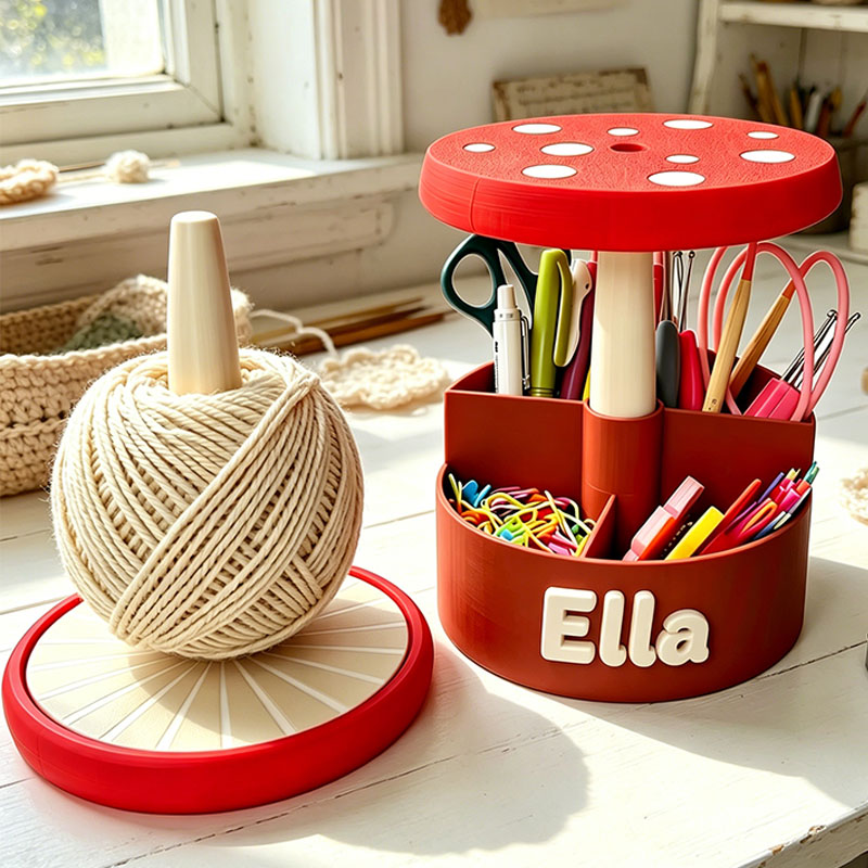 Personalized Mushroom Daisy Clouds Yarn Holder Custom Crochet Tool Organizer with Name Portable Wrist Organizer Gifts for Crochet and Knitting Enthusiasts Unique Gift