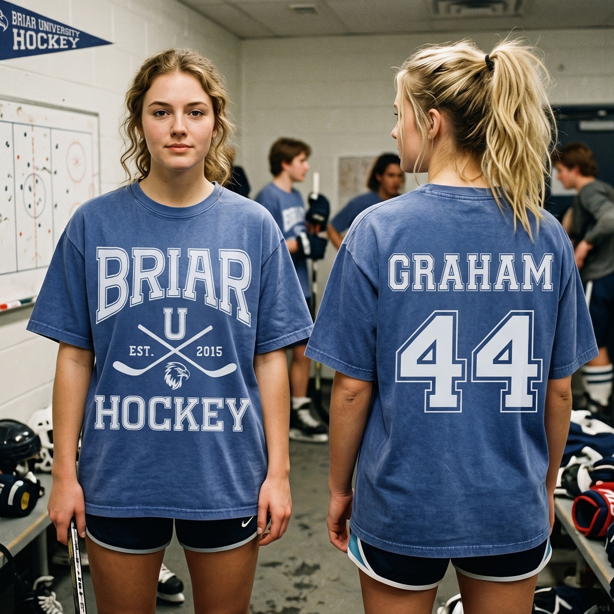 Personalized Hockey Washed T-Shirt Custom University Hockey Tee Custom Name and Number Hockey Lover Gift