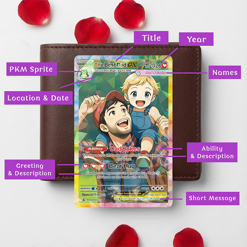 Personalized Father's Day Pokemon Card Custom Pokemon Card Gift For Dad Father's Day Gift Custom Pokemon Present