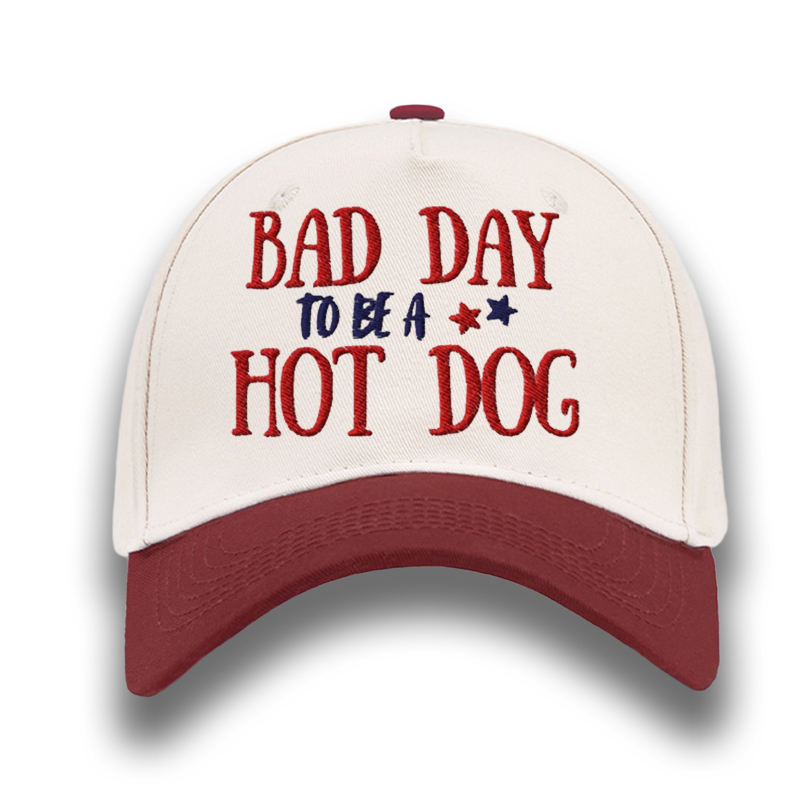 Embroidered Bad Day To Be A Hot Dog Foam Trucker Hat Funny Patriotic Snapback Cap