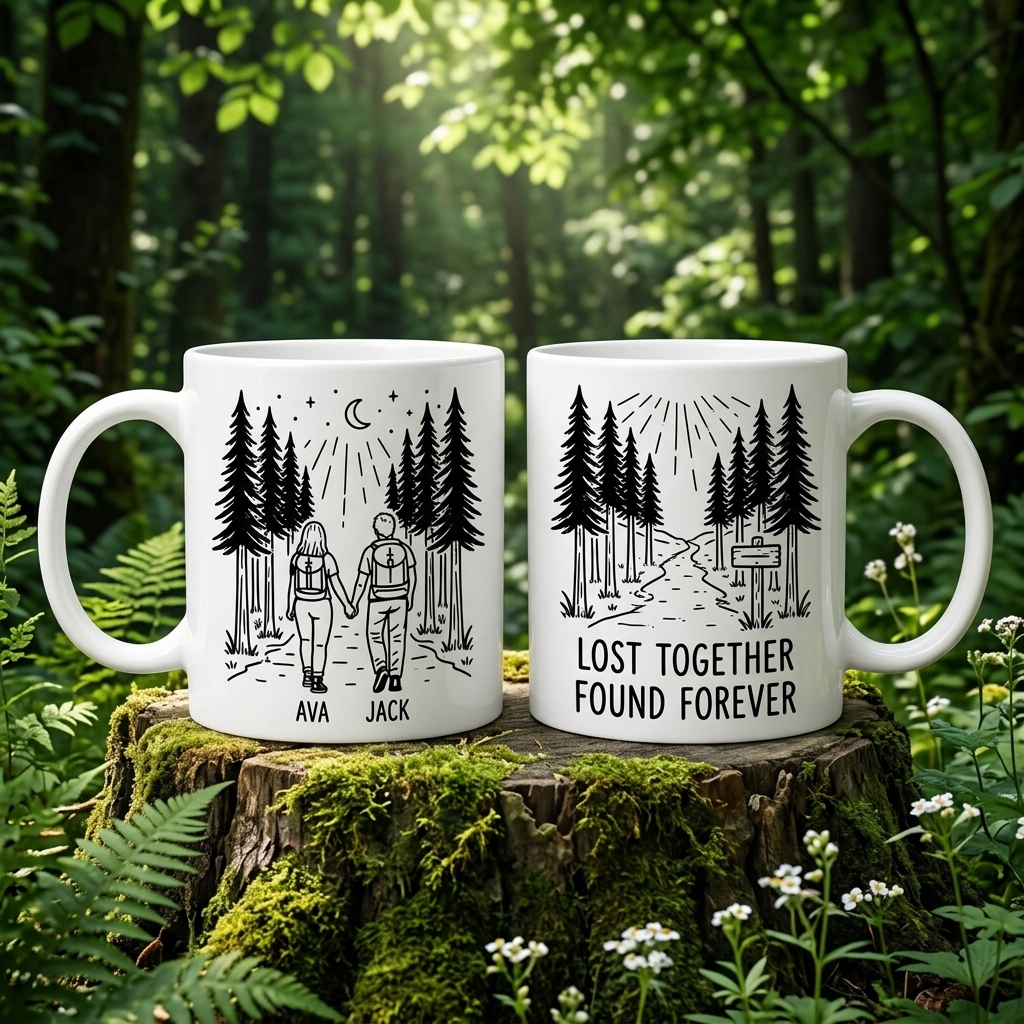 Personalized Lost Together Found Forever Couple Mug Gift Couple Anniversary Camping Gift Custom Outdoor Coffee Cup Partners for Life Newlyweds Gift Wedding Couple Gift