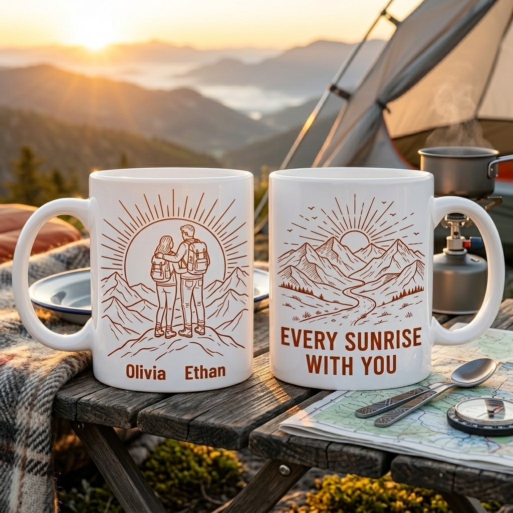Personalized Every Sunrise with You Couple Mug Gift Personalized Enamel Mug Anniversary Camping Gift Custom Outdoor Coffee Cup Partners for Life