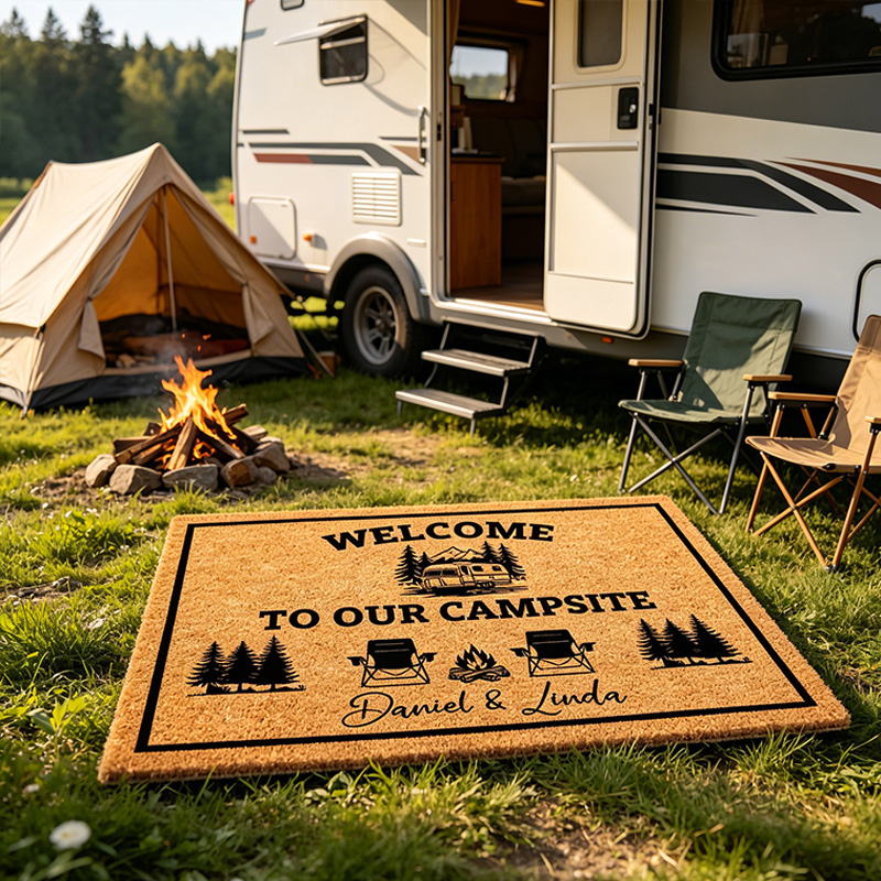 Personalized Camp Lover Doormats Welcome To Our Campsite Doormat Personalized Name Welcome Mat Couples Gift Cute Doormat Gift for Her