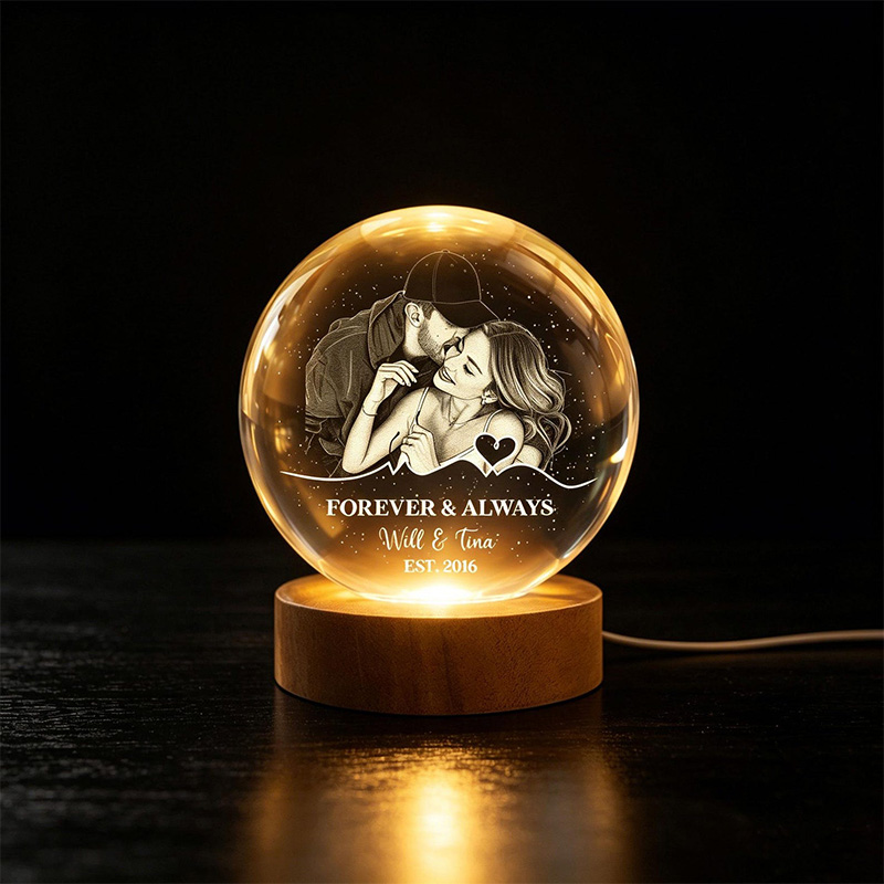 Personalized Personalized Photo Night Light Custom Picture Memorial Crystal Ball Lamp Wedding Gift Couple Anniversary Gift For Wife Girlfriend Husband
