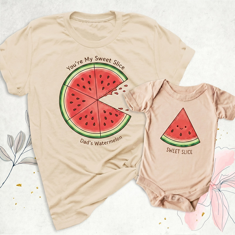 Personalized Dad's Watermelon and Sweet Slice Shirt Daddy and Me Funny Shirt Dad Baby Matching Shirts Fathers Day Dada Mini Outfit Dad Son Shirt Dad Girl Tee