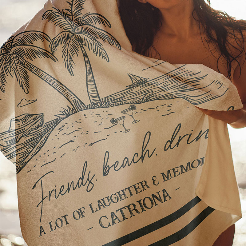 Personalized Girls Trip 2026 Beach Towel Monogram Name Beach Towel Gift for Traveling Lovers